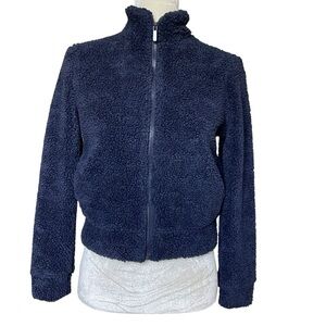 Daily Thread Faux Sherpa Bomber Jacket Women’s Size XS Navy Blue Zip Cozy Warm